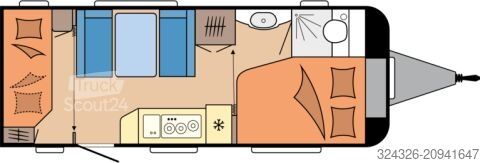 Caravane Hobby De Luxe 540 KMFe Familiengrundriss