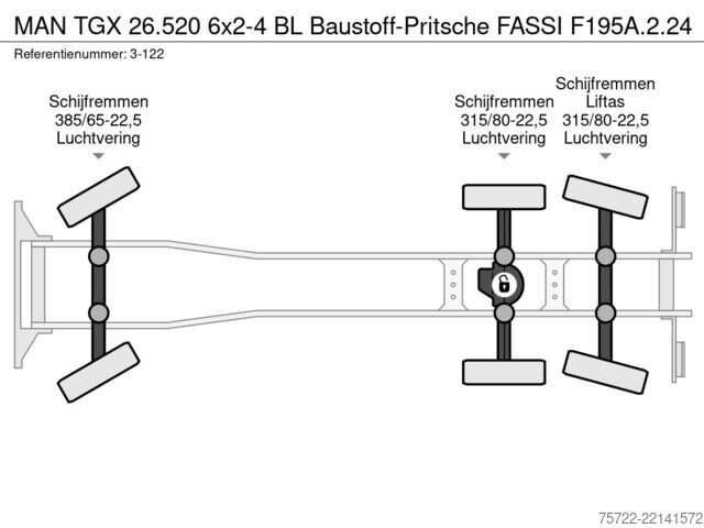 Lasteplattform MAN TGX 26.520 6x2-4 BL Baustoff-Pritsche FASSI F19...