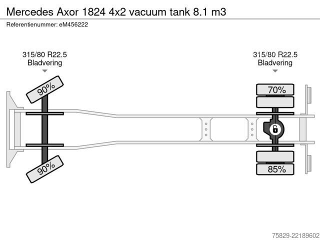 Kolkenzuiger Mercedes-Benz Axor 1824 4x2 vacuum tank 8.1 m3