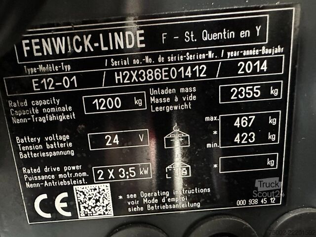 Gaffeltruck Linde E12-01 / SIDE SHIFT / DUPLEX