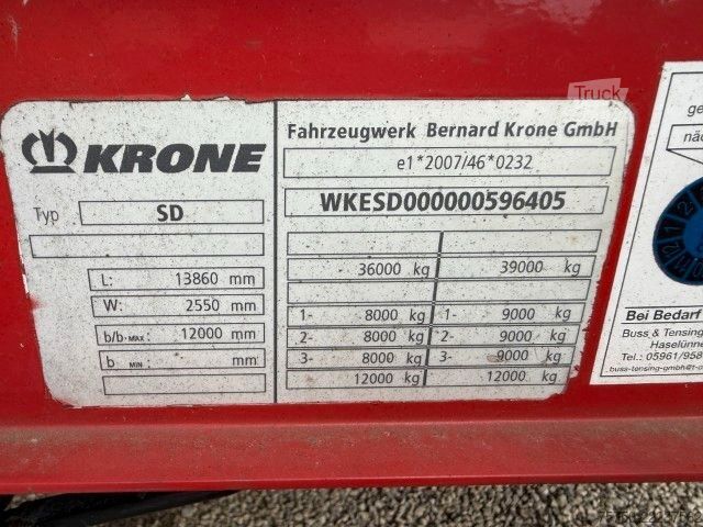 Otvorený náves s plachtou KRONE SD Schiebeverdeck, BPW, Edscha, Portaltüren