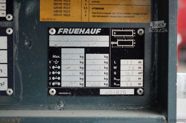 Remorque ouverte avec bâche FRUEHAUF / PRZYCZEPA / PRZEJAZDOWA / OSIE SAF / 2022 /