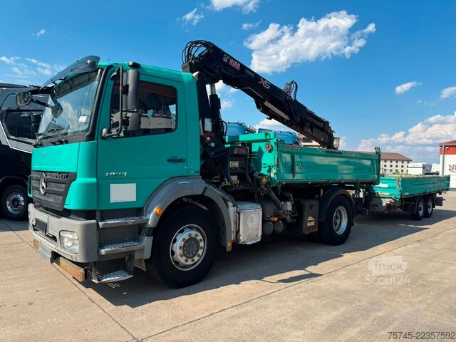Trijų pusių savivartis sunkvežimis MERCEDES-BENZ AXOR 1833*HIAB KRAN 12 M*MEILLER* MIT ANHÄNGER *