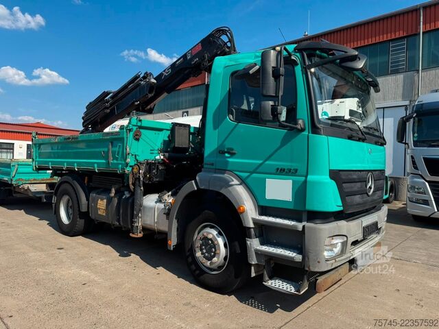 Trijų pusių savivartis sunkvežimis MERCEDES-BENZ AXOR 1833*HIAB KRAN 12 M*MEILLER* MIT ANHÄNGER *