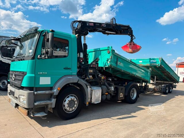 Trijų pusių savivartis sunkvežimis MERCEDES-BENZ AXOR 1833*HIAB KRAN 12 M*MEILLER* MIT ANHÄNGER *