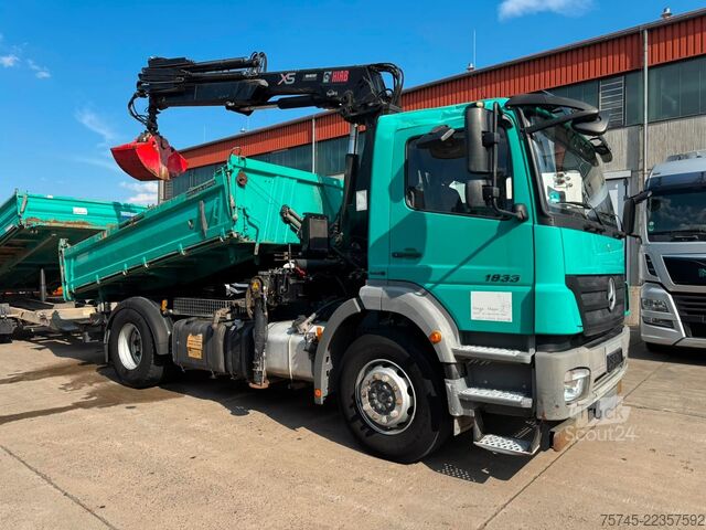 Trijų pusių savivartis sunkvežimis MERCEDES-BENZ AXOR 1833*HIAB KRAN 12 M*MEILLER* MIT ANHÄNGER *