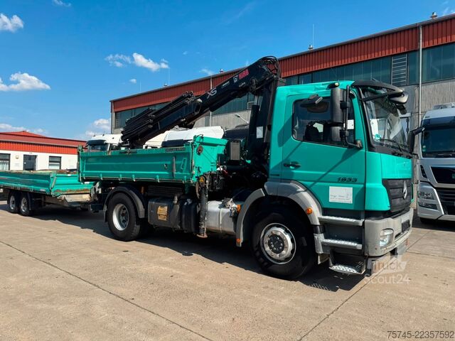 Trijų pusių savivartis sunkvežimis MERCEDES-BENZ AXOR 1833*HIAB KRAN 12 M*MEILLER* MIT ANHÄNGER *