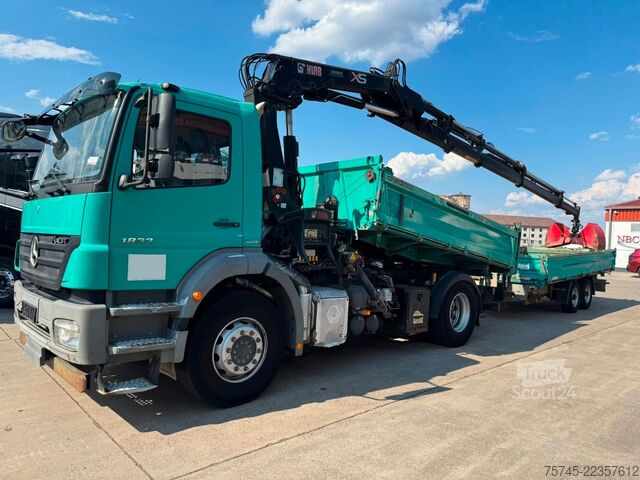 Trijų pusių savivartis sunkvežimis MERCEDES-BENZ AXOR 1833*DREISETENKIPPER*HIAB KRAN 12 M*MEILLER