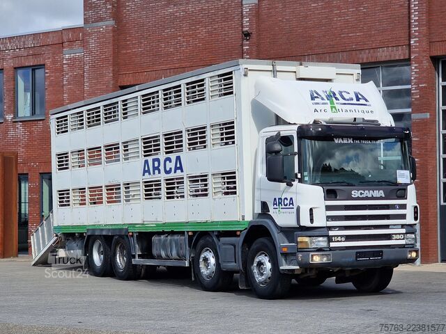  Scania 114G - 8X4 - 3 deck - double ramp -  steel / air