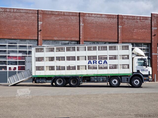  Scania 114G - 8X4 - 3 deck - double ramp -  steel / air