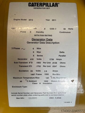 Tilslag CAT 3512 - 1250 kVA Used Generator - DPX-12662