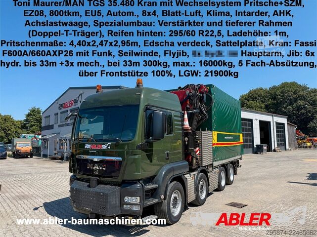 وحدة جرار قياسية MAN TGS 35.480 Kran mit Wechselsys. SZM