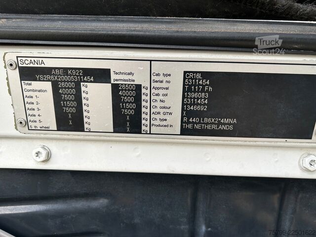 Vozidlo s hákom na kontajnery SCANIA R440 MEILLER Abroller 6x2