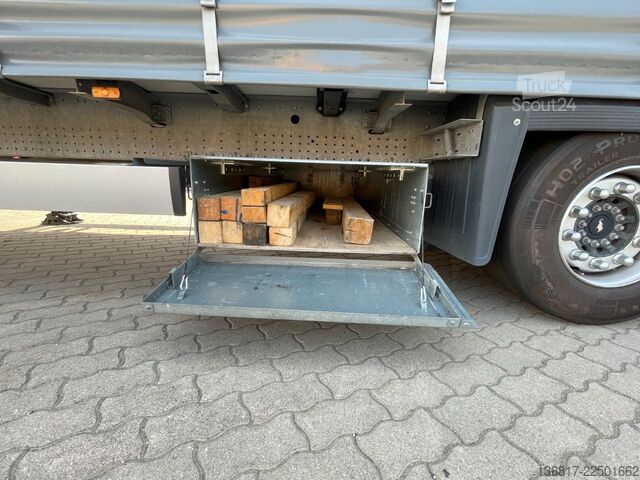 Atvira puspriekabė su tentu SCHMITZ CARGOBULL SCB*S3 SCS24 Hubdach Mega Plane Edscha 2xLiftach