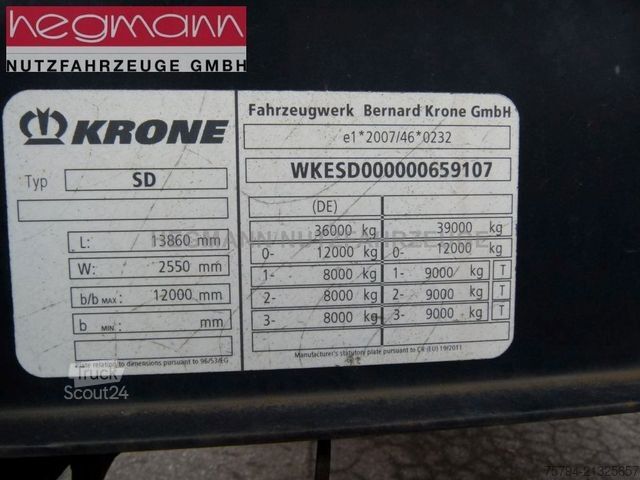 Open semitrailer with tarp KRONE SDP 27, BPW ECO Plus, Standart, Deutsch