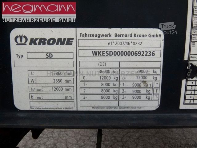 Open semitrailer with tarp KRONE SDP 27, BPW ECO Plus, Standart, Deutsch