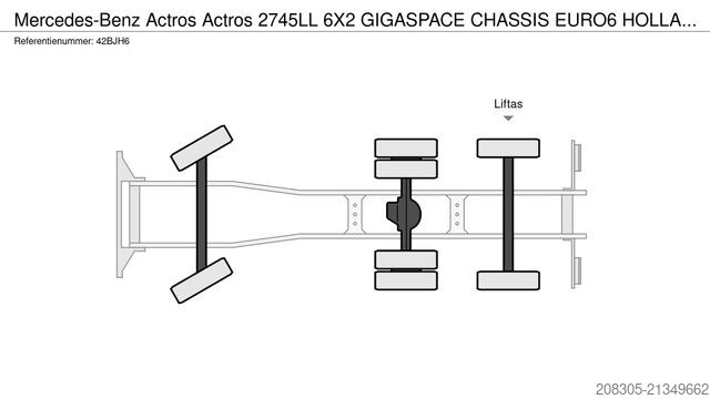 Châssis de camion MERCEDES-BENZ Actros 2745LL 6X2 GIGASPACE CHASSIS EURO6 HOLLAN