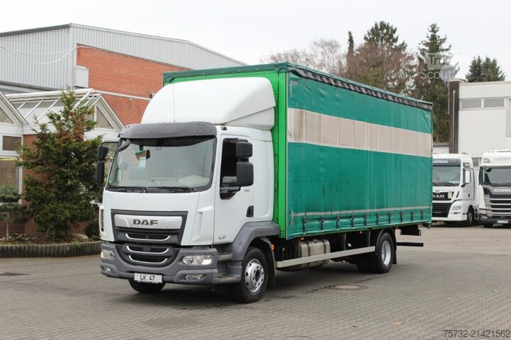 Flatbed truck with tarp Daf LF 290 Schiebeplane   ACC   BLIS   AHK   Navi