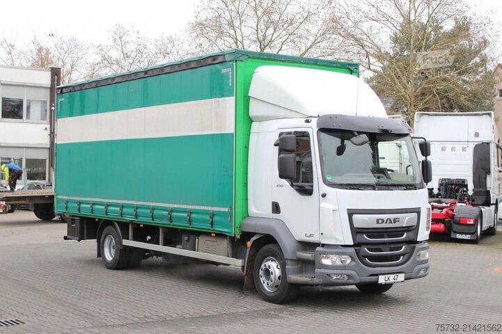 Flatbed truck with tarp Daf LF 290 Schiebeplane   ACC   BLIS   AHK   Navi