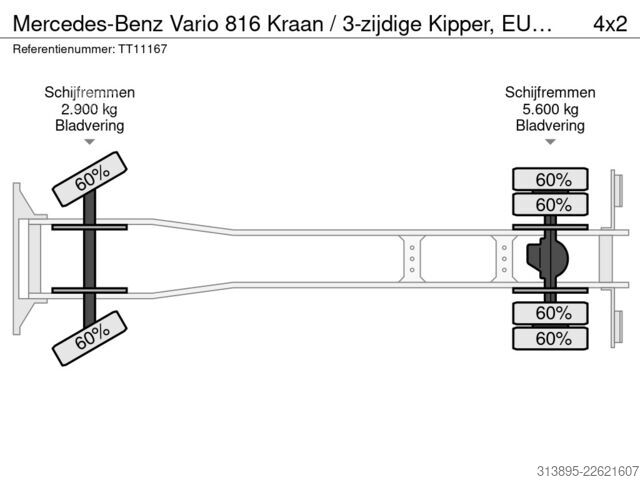 3-sidig tipper Mercedes-Benz Vario 816 Kraan / 3-zijdige Kipper, EURO 5