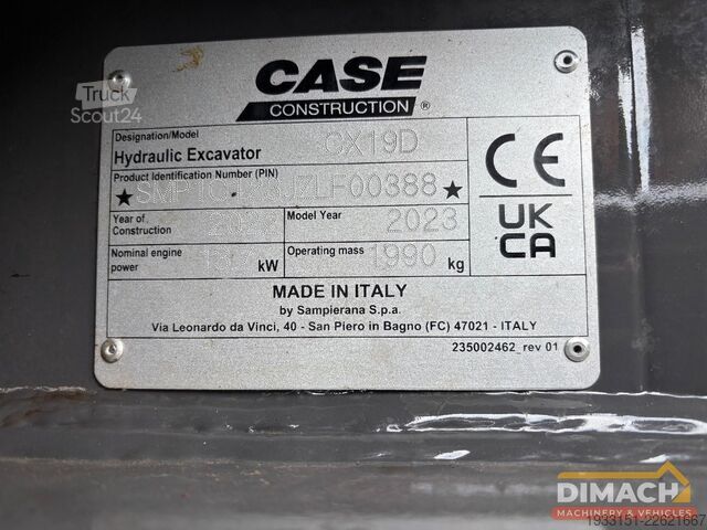 Mini ekskavatör Case CX19D Yanmar 3cil. - monogiek - kantelbak - hyd...