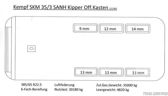 Tippsemitrailer KEMPF 3 Achs Halfpipe Alu 28 m³ SAF Lift