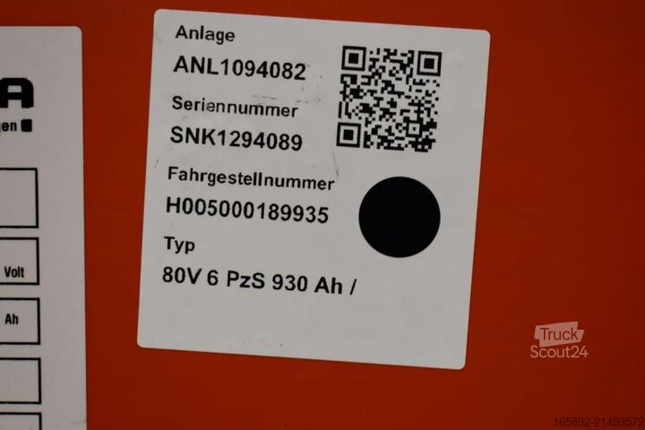 Batería de carretilla elevadora HOPPECKE 80 Volt 6 PzS 930 Ah