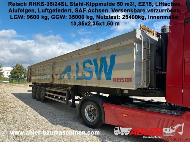 Semi-remorque benne REISCH RHKS-35/24SL Stahlschrott Kippmulde 50 m3!