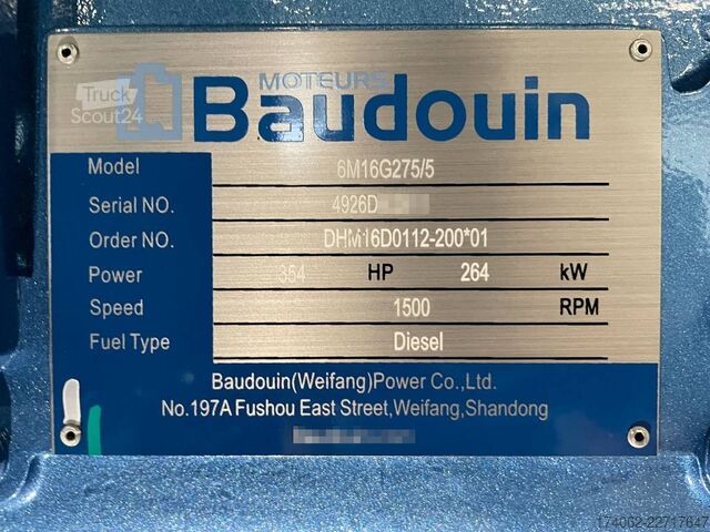 Agregado Baudouin 6M16G275/5 - 275 kVA Generator - DPX-19873