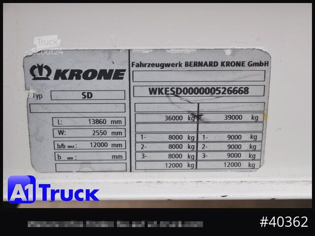 Öppen semitrailer med kapell KRONE SD Tautliner, Standard, Liftachse