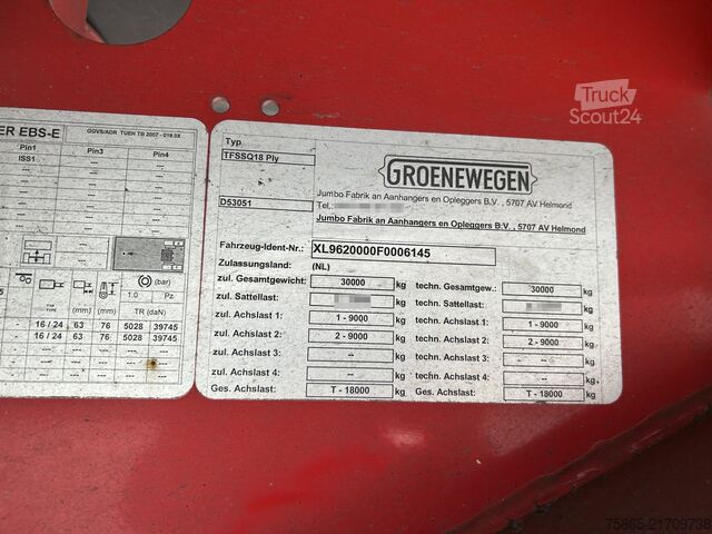 Koffer Groenewegen Jumbo / TFSSQ 18 PLY / Box / Roller Door / SAF ...