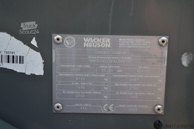 Sonstige WACKER DV60 Dual View Raddumper / Drehkippmulde