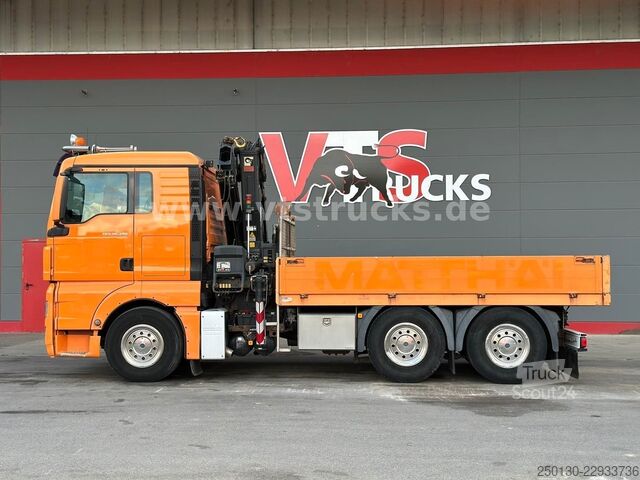Ladbil med lad MAN TGX 26.480 6x4 Pritsche + HIAB 166E-2 Ladekran