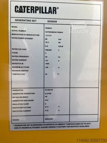 Agrégat Caterpillar DE88GC - 88 kVA Stand-by Generator Set - DPX-18207