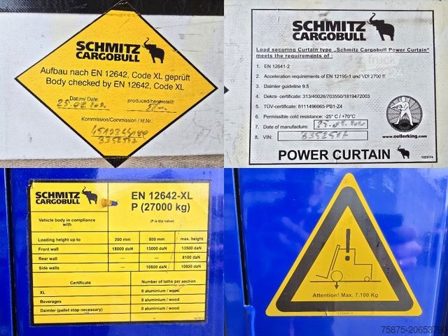 Öppen semitrailer med kapell SCHMITZ CARGOBULL SCS 24/L - 13.62 EB PowerCurtain Liftachse
