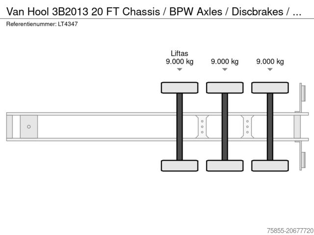 Trasporto di container Van Hool 3B2013 20 FT Chassis / BPW Axles / Discbrakes /...