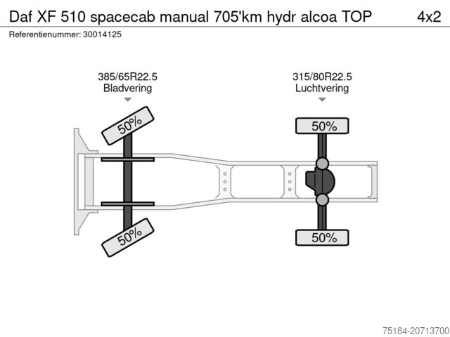 Standaard trekker Daf XF 510 spacecab manual 705'km hydr alcoa TOP