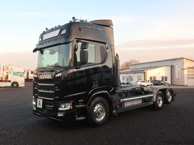 Camión portacontenedores de gancho Scania R 500 6x2/4 NGS Lenkachse Meiller Leder Vollluft