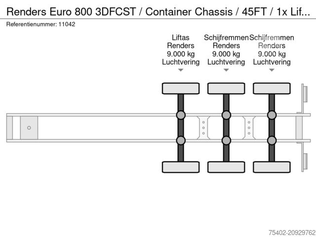 Transport av containrar Renders Euro 800 3DFCST / Container Chassis / 45FT / 1x...