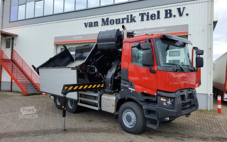 Самосвал с краном Renault K 480 - 13 LITER P6X6 - 29 TON - HMF KRAAN + H...