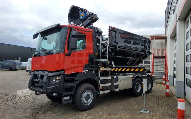 Самосвал с краном Renault K 480 - 13 LITER P6X6 - 29 TON - HMF KRAAN + H...
