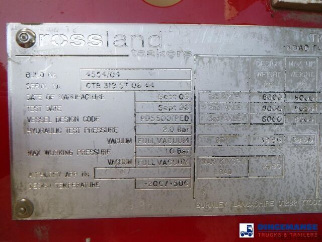 Réservoir Crossland Vacuum tank alu 33 m3 / 1 comp
