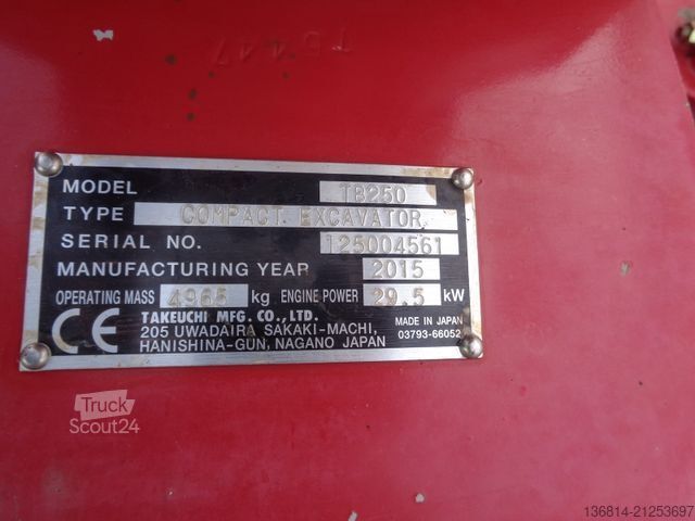 Mini excavator TAKEUCHI TB 250 Powertilt + 4 x Löffel TAK-Lock