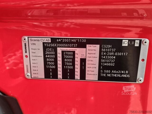 Transport objętościowy Scania S580 V8 / 6x2/4 / MEGA / LOWDECK / 103 cm