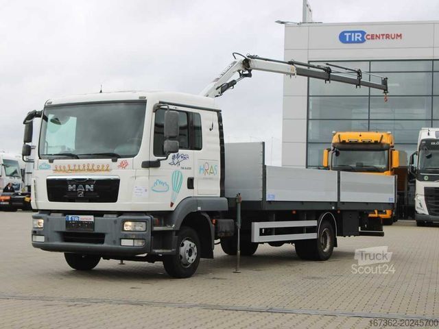 Pritschenwagen MAN TGL 8.220, EURO 5, SIDEWALLS, CRANE TLC_38A.3