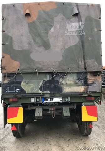 Причіп з бортовою платформою та тентом SCHMITZ 3Achser Bundeswehr mit HU+SP TOP Zustand