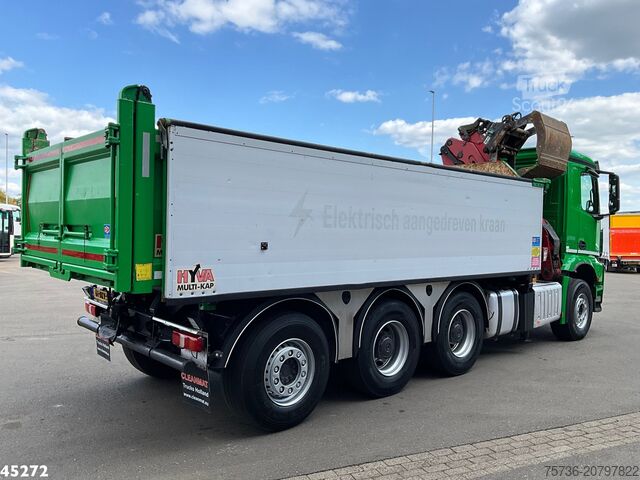 Kipper met kraan Mercedes-Benz Arocs 3743 8x4 Euro 6 HMF 19 Tonmeter Elektrisc...