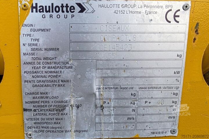 Scherenhebebühne Haulotte Compact 8 Electric, 8.2m Working Height, 350kg Cap