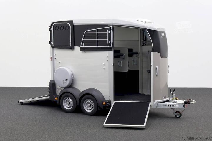 Remorque de transport de chevaux Ifor Williams IFOR WILLIAMS HBX 506 | SILBER +FRONTAUSTIEG RECHTS +POLSTER +3.BREMSLEUCHTE