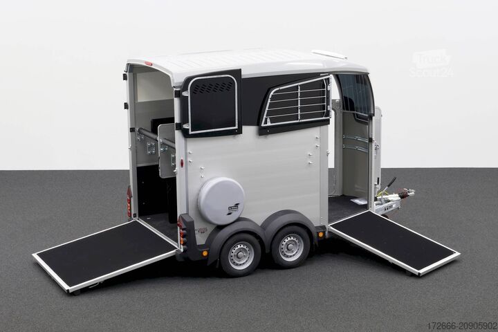 Remorque de transport de chevaux Ifor Williams IFOR WILLIAMS HBX 506 | SILBER +FRONTAUSTIEG RECHTS +POLSTER +3.BREMSLEUCHTE